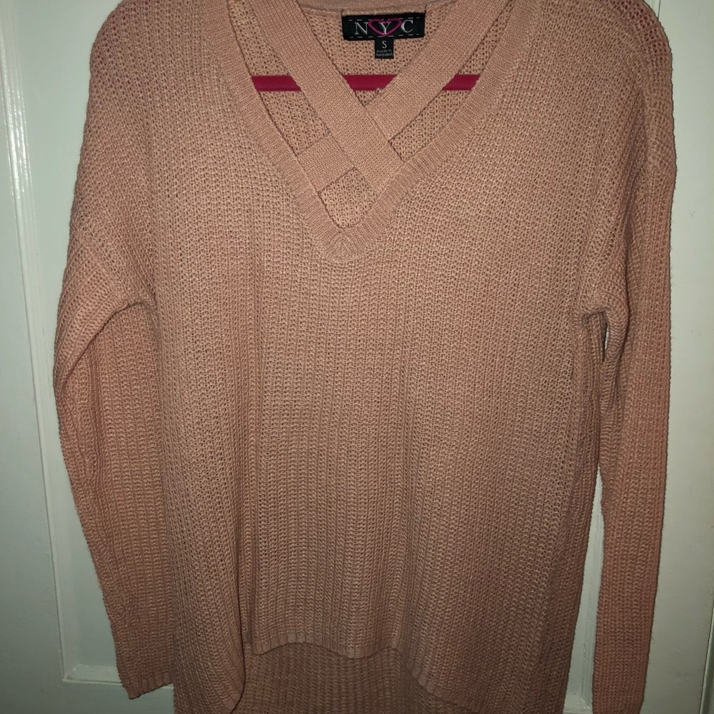 cross neck sweater
